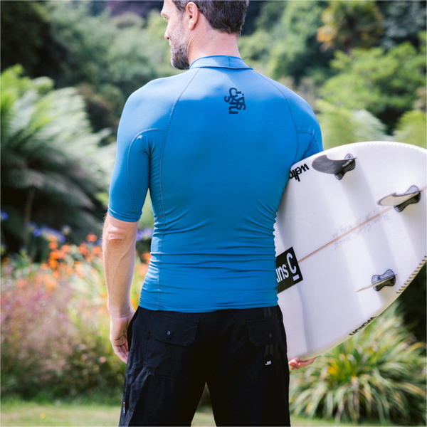 2026 C-Skins Mens Nuwave UV Basics Short Sleeve Rash Vest C-NLYSSMC - Steel Blue
